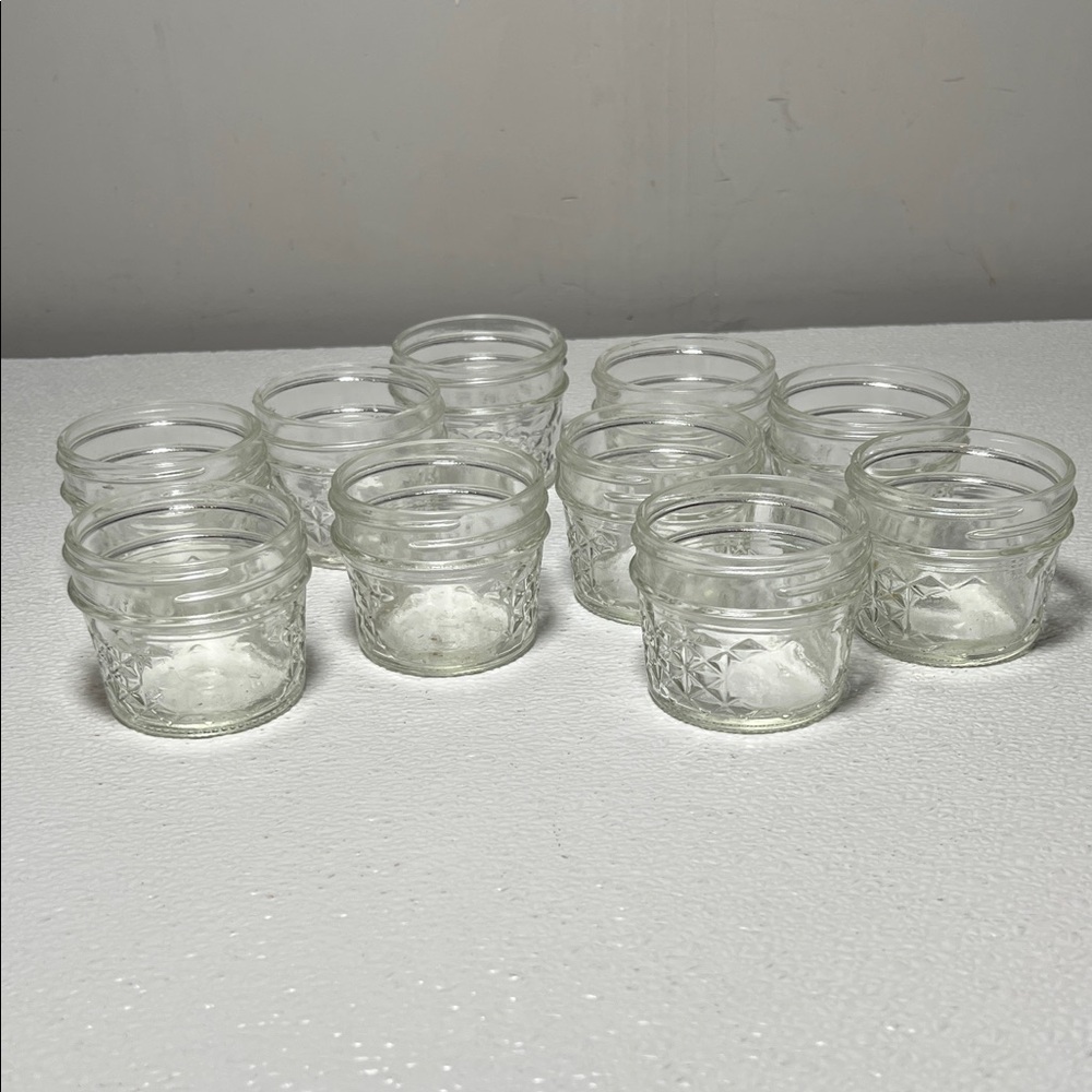Vintage Ball Quilted Crystal Jelly Jars Set of 10